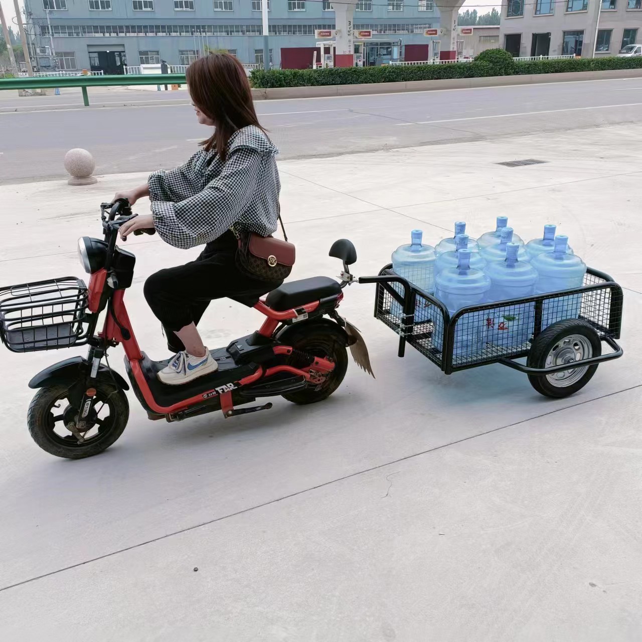 Motorcycle Trailer Electric Bicycle Rear-Mounted Cargo Transport Tricycle Travel Fishing Stall Trailer