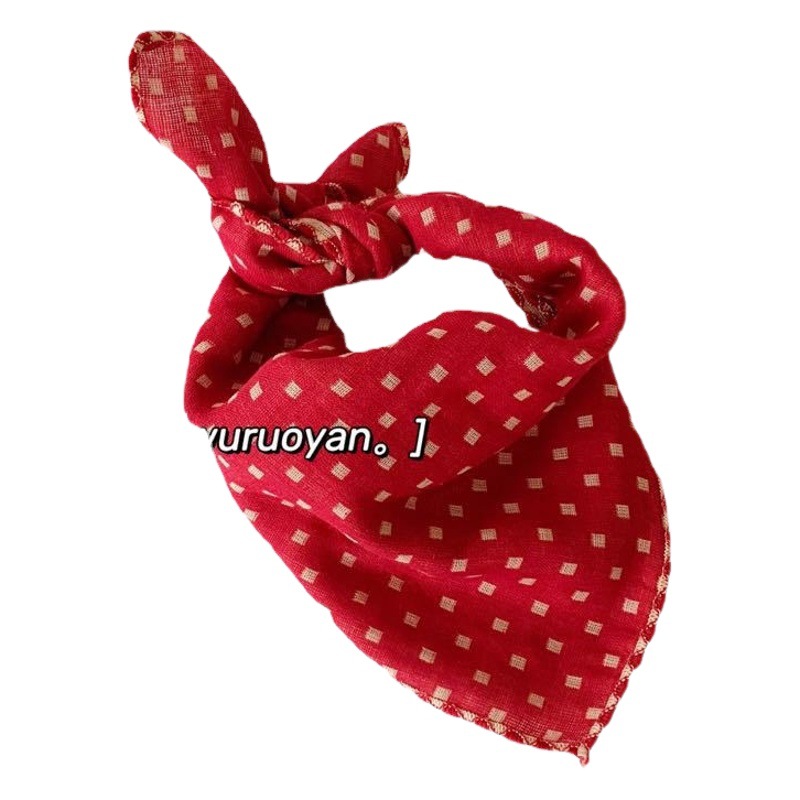 J383 trendy cool South Korea same style children's striped small square scarf double-sided baby small scarf triangle square scarf saliva towel