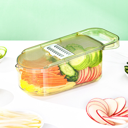 New Lightweight Luxury Transparent Green Kitchen Home Vegetable Fruit Shredder Potato Cucumber Slicer Shredder with Hand Protection Chopper