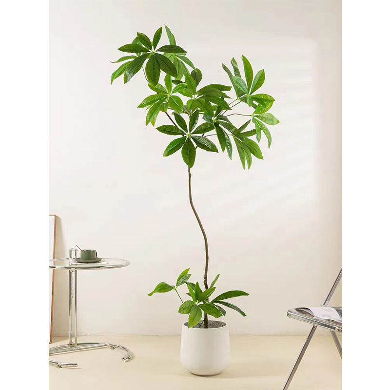 人工高級感ある金のなる木の装飾、室内リビング用の偽物の鉢植え、緑の植物、床置きの鉢植え、装飾用の人工植物|undefined