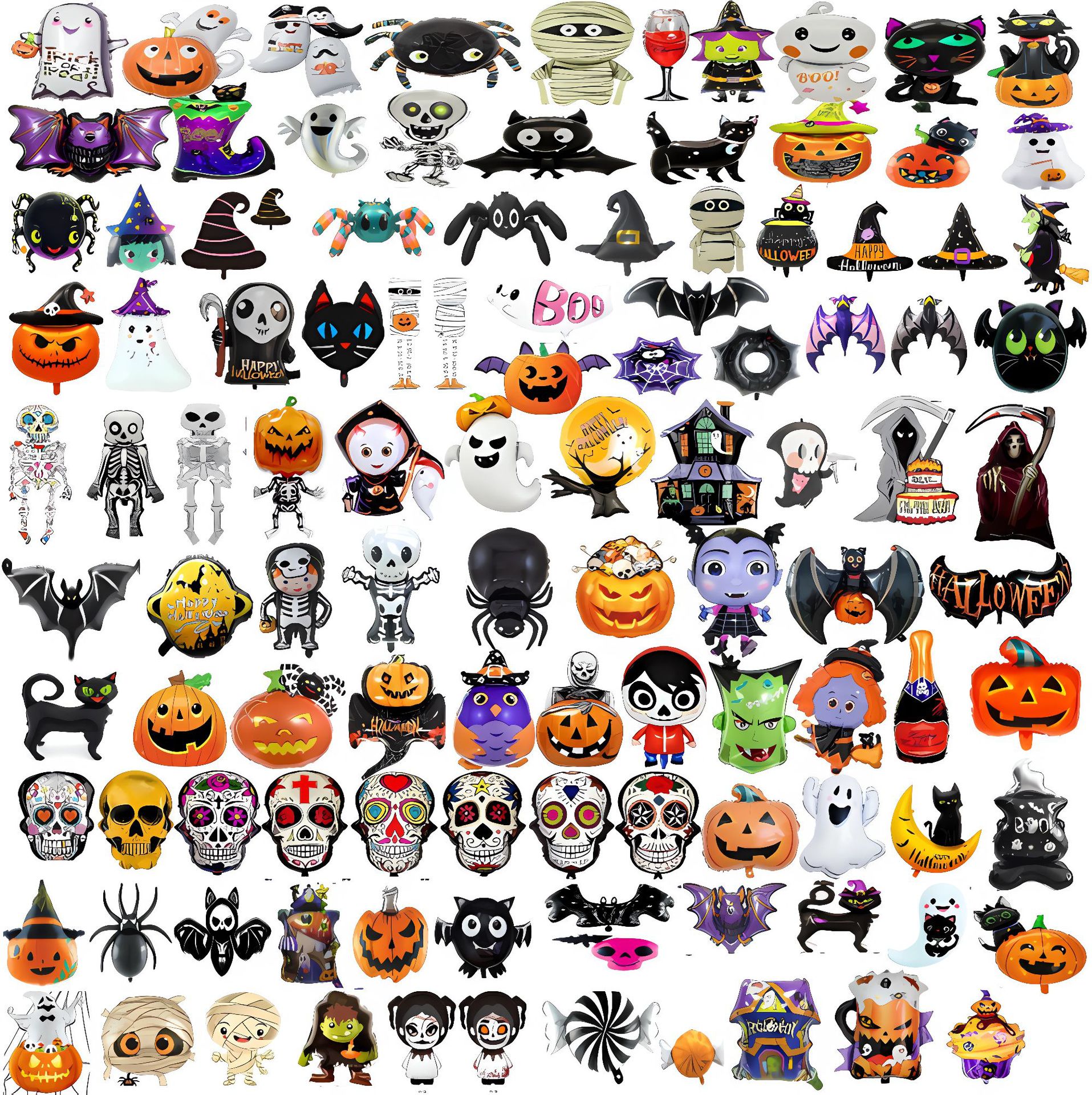 跨境万圣节幽灵黑猫南瓜大骷髅女巫铝膜气球铝箔鬼节派对装饰布置