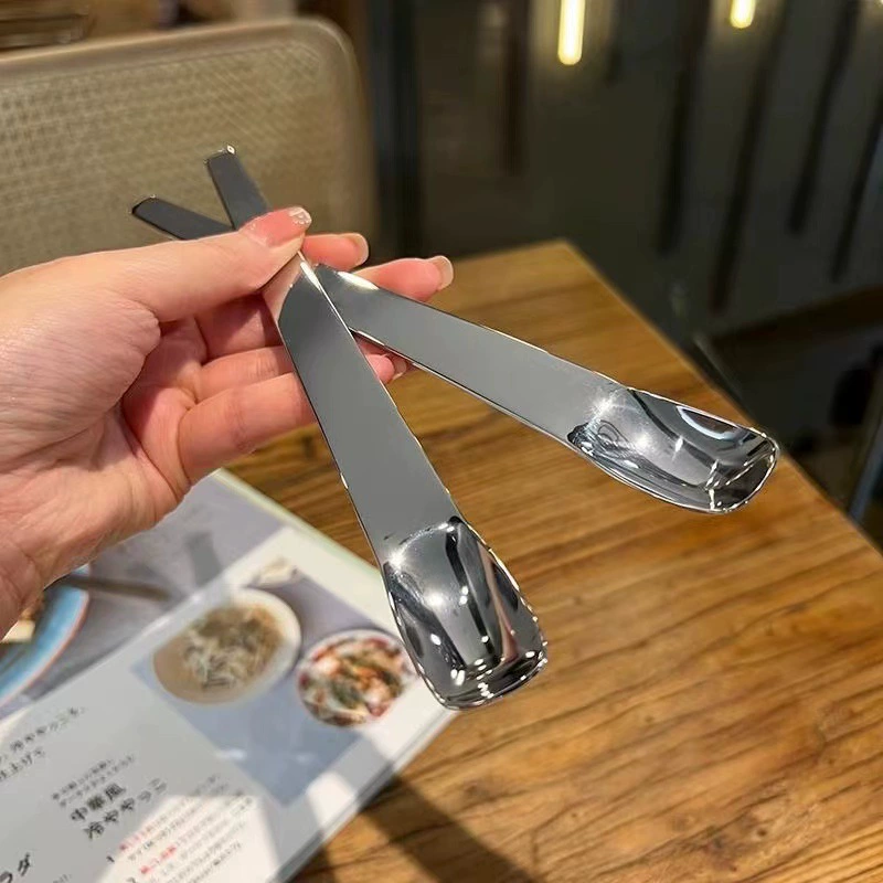 Ложка из нержавеющей стали 304, утолщенная десертная ложка с длинной ручкой, ложка для торта, ложка для хлеба, сыра, ложка для перемешивания с плоской головкой, ложка для корма для кошек