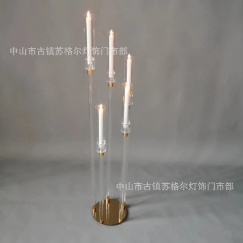 Comercio electrónico transfronterizo para el nuevo acrílico 5-cabeza candelabro boda hotel restaurante occidental fiesta de cumpleaños casa candelabro