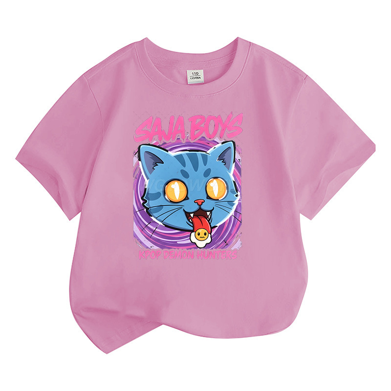 狩猟魔女グループ KPop 漫画周辺パーソナライズプリント子供半袖クロスボーダー夏ルーズラウンドネック Tシャツ|undefined