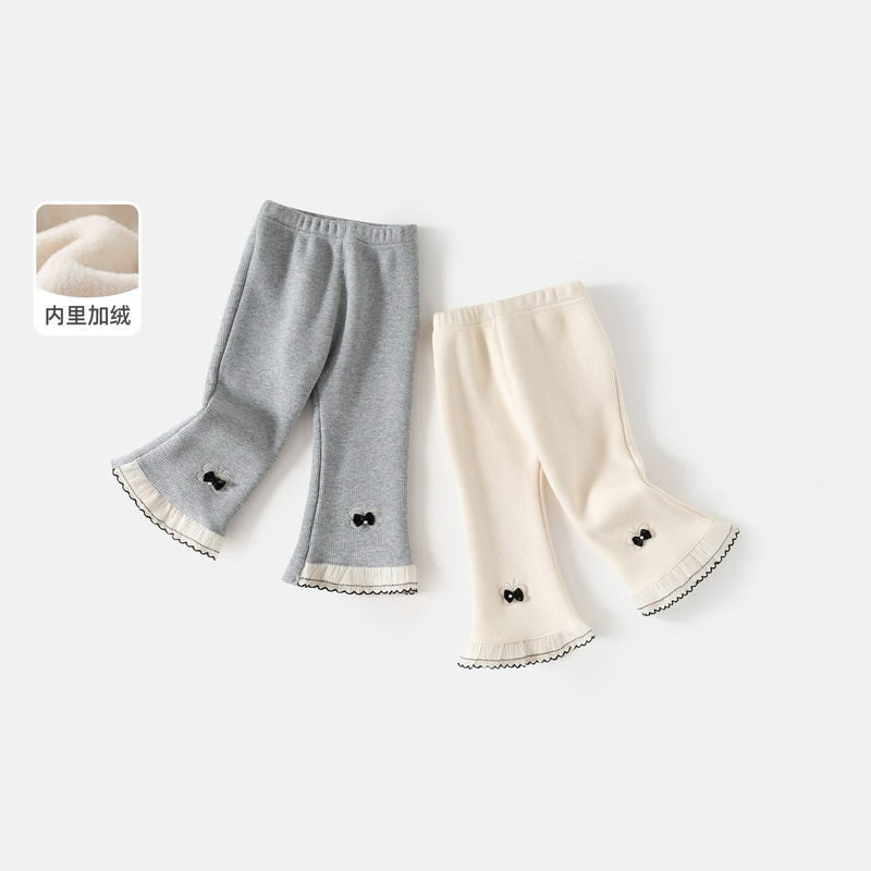 Girls' Pants Winter New Style Fashionable Baby Fleece-Lined Casual Pants Autumn and Winter Leggings Children's Princess Flared Pants Girls' Pants Winter New Style Fashionable Baby Fleece-Lined Casual Pants Autumn and Winter Leggings Children's Princess Flared Pants