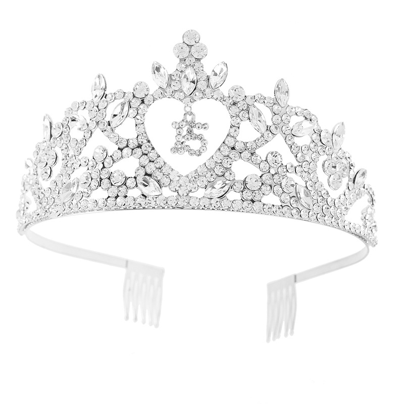 Corona de cumpleaños con diadema de pedrería, diseño de amor, para adolescentes de 15-16 años