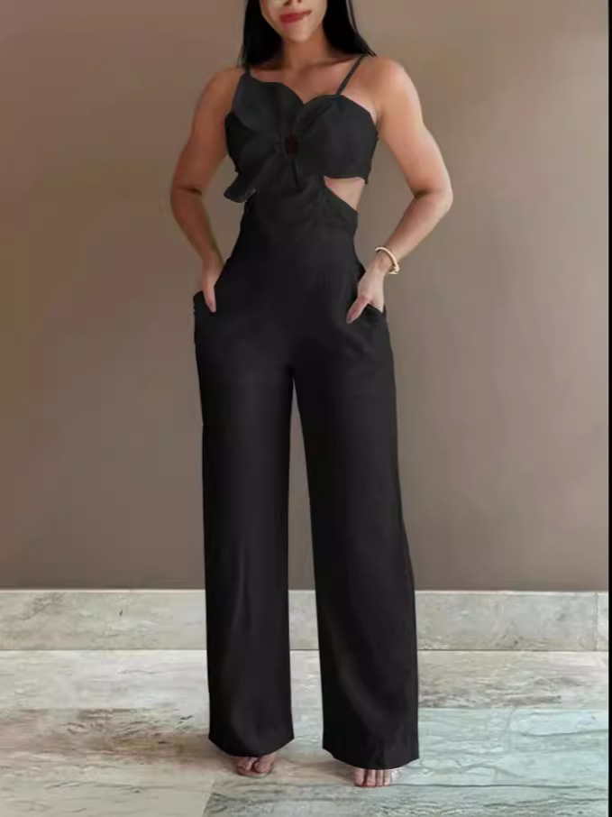 2024 Amazon Cross-border Export Fashion Casual Backless Jumpsuit Women's Pants