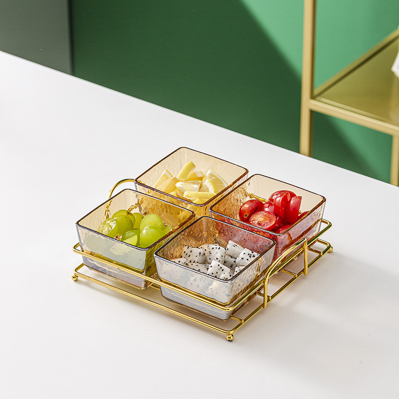 Vidrio separado fruta plato comercial merienda plato bar pie baño Club KTV rejilla plato con tapa