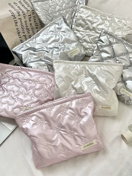 41241 Korean Quilted PU Love Clutch Cosmetic Bag Skin Care Coin Purse Liner Multifunctional Storage Bag