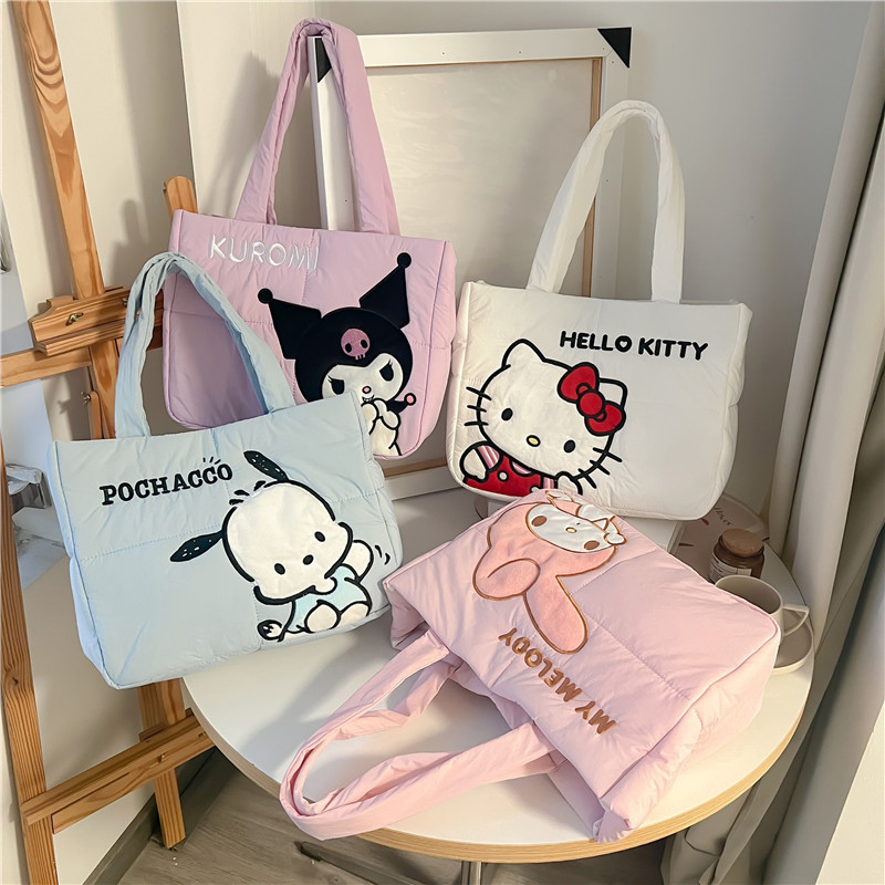 Japanese Sanliou Handbag Merleti Shoulder Bag Cartoon Portable Tote Bag Student Cute Down Cloth Bag