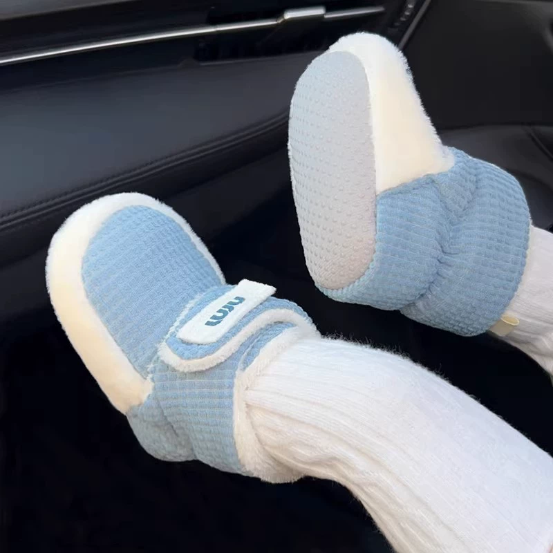 Осенняя и зимняя детская обувь 0-1 год плюс бархатная утолщенные теплые хлопчатобумажные туфли от 3-6 до 12 месяцев