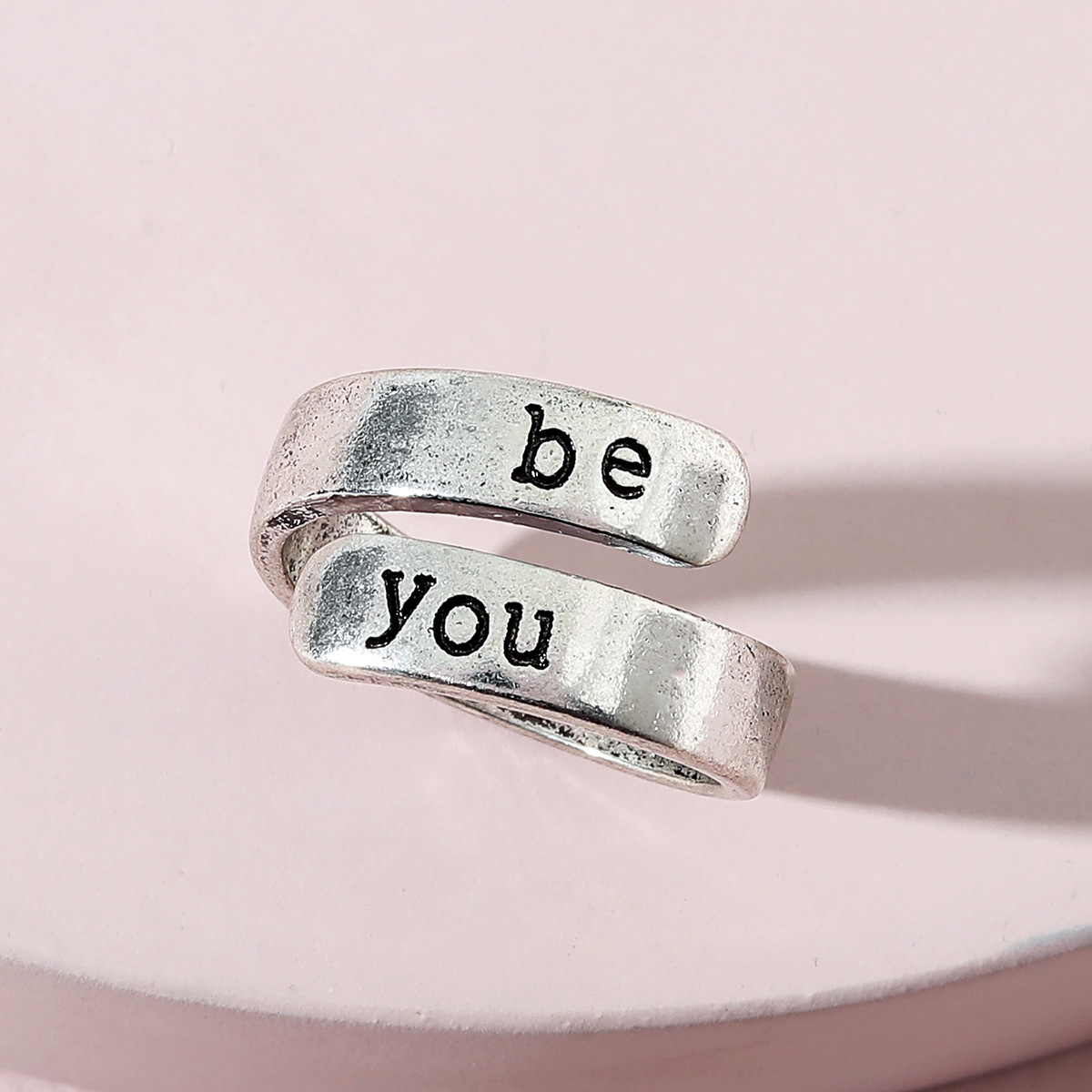 Simple Fashion Jewelry Retro English Letter Be You Alloy Ring display picture 1