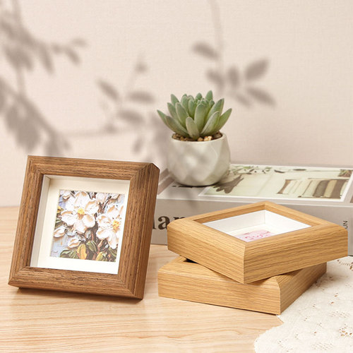 Hollow photo frame oil pastel mini square small photo frame wooden frame DIY outer frame children's works mounting watercolor painting