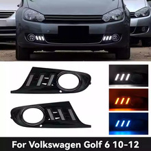 适用于大众10-12款高尔夫6日行灯 改装专用LED日间行车灯流光转向