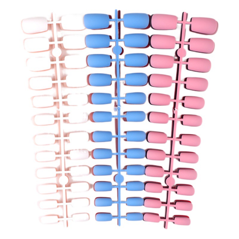 Solid Color Long Square Head Frosted Nail Art Patch Wearing Nail Pieces Semi-finished Fake Nail Multicolor Strip European and American Nail Art