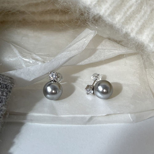 S999 sterling silver earrings for women small sweet potato Australian white real hemp lavender Princess Diana Shijia pearl earrings round earrings