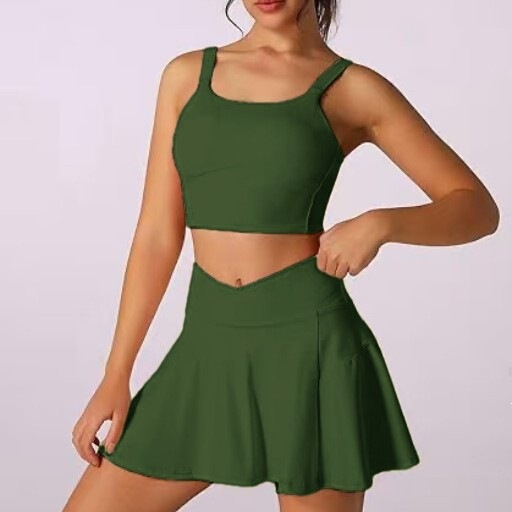 Women's Tennis Skirt High-Waisted Pleated Skirt Set Sports Bra Golf Sports Alo Yoga Skirt Set