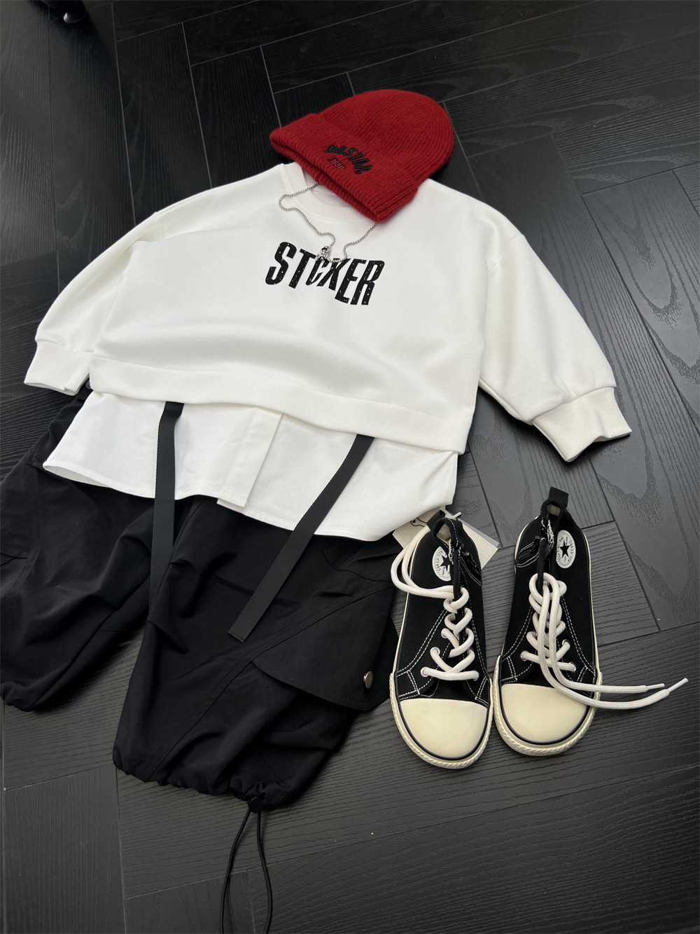 American hip-hop style autumn boys' letter  two-piece spliced shirt hoodie children's hooligan handsome street dance_voghion.com