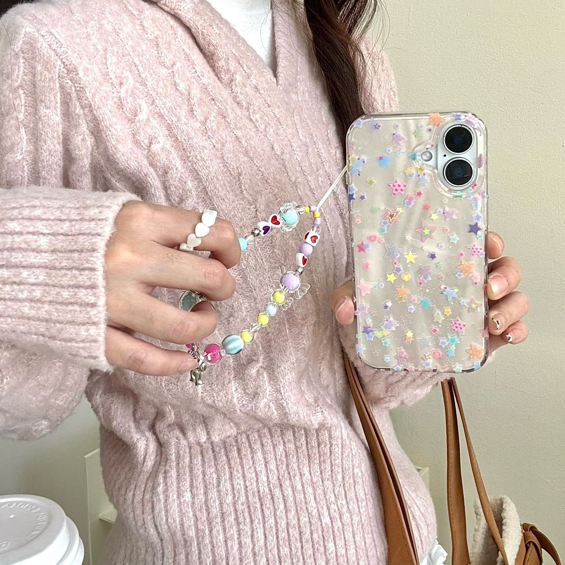 Estilo coreano ins color estrella mariposa apple 16ProMax pulsera 14/13 funda para teléfono móvil iphone15 mujer