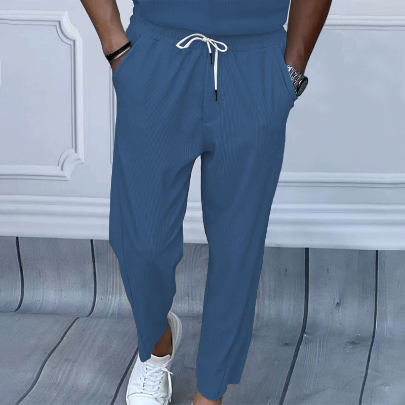 Pantalon long décontracté en velours côtelé pour homme, nouvelle collection printemps et été 2024, coupe ample, coupe droite, surdimensionnée, style américain_voghion.com
