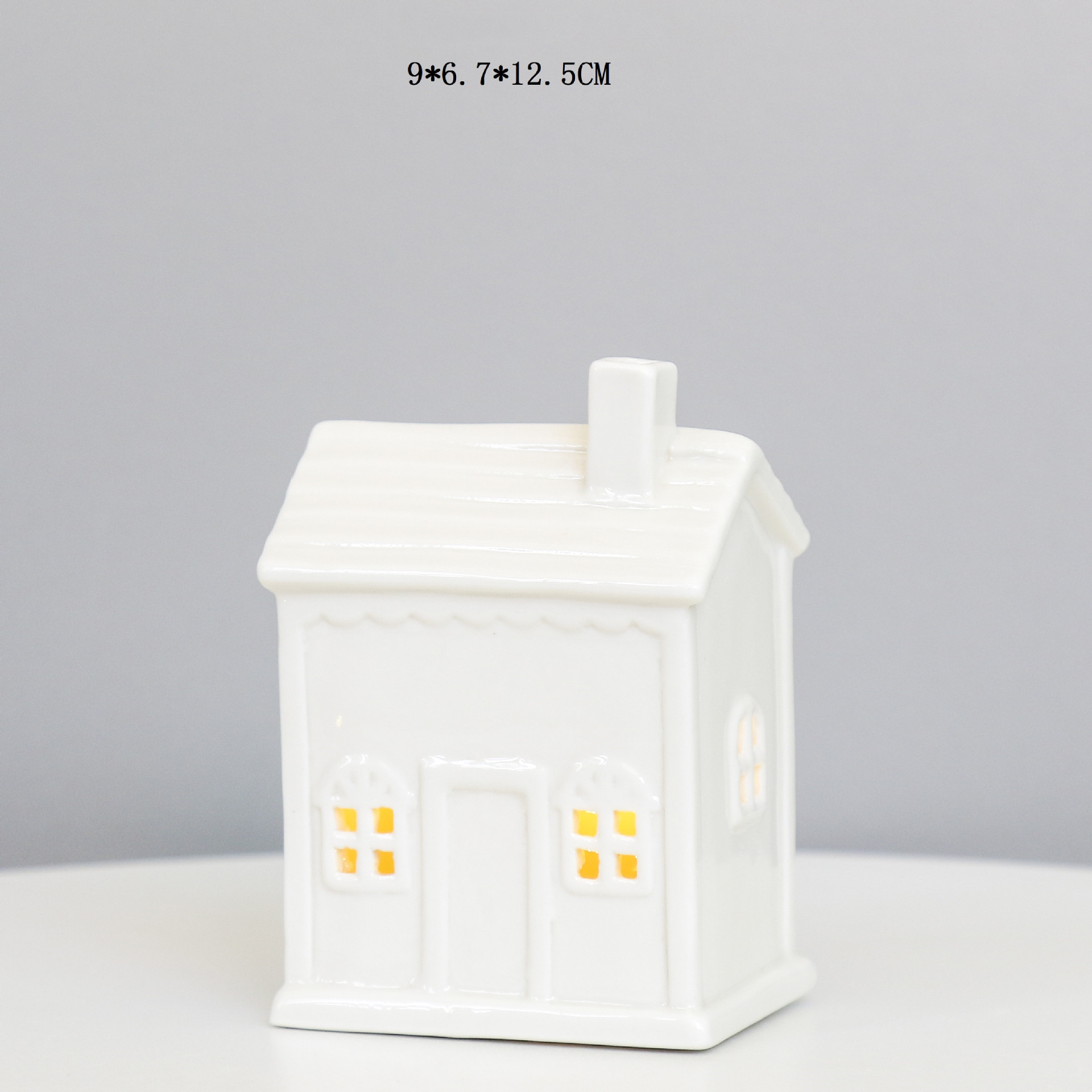 Estilo Europeo creativo Casa Hueca Casa de porcelana pequeña casa con luz LED de temperatura media Casa de porcelana blanca de Navidad Casa de Cerámica