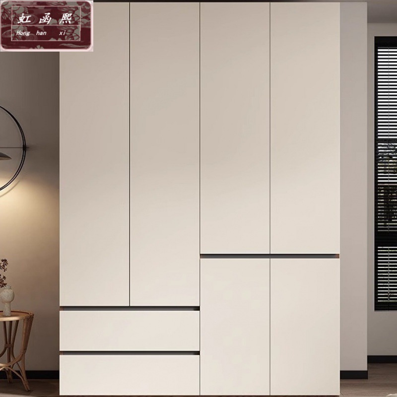 Solid Wood Ecological Wardrobe Segmented Large Wardrobe Home Bedroom Flat Door Thickened