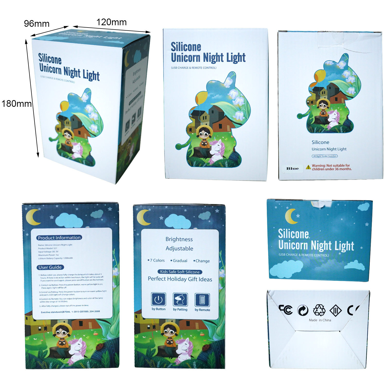 Unicornio infantil transfronterizo luces nocturnas juguetes luces de silicona cabecera de la cama regalos de cumpleaños creativos