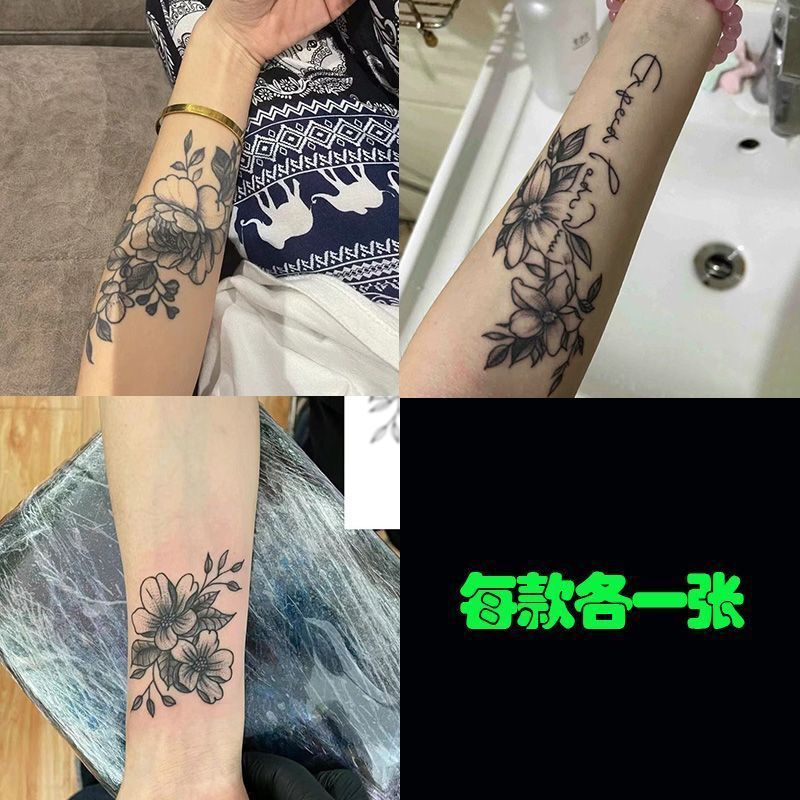 Plain Flower suit Big Figure Ins Dark Black Flower Arm Herbal Juice Tattoo Sticker Simulation Tattoo