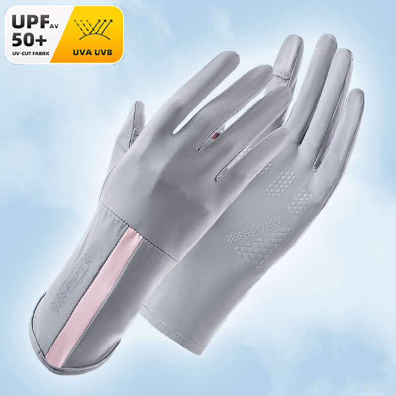 Women's Sun Protection Gloves, Uv-Resistant, Thin Ice Silk, Touchscreen-Compatible, Fingerless, Anti-Slip for Driving and Cycling, Breathable Summer Gloves