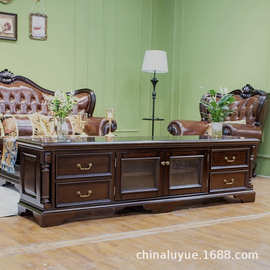 美式现代实木轻奢复古乡村客厅实木外贸电视机柜家具组合家用