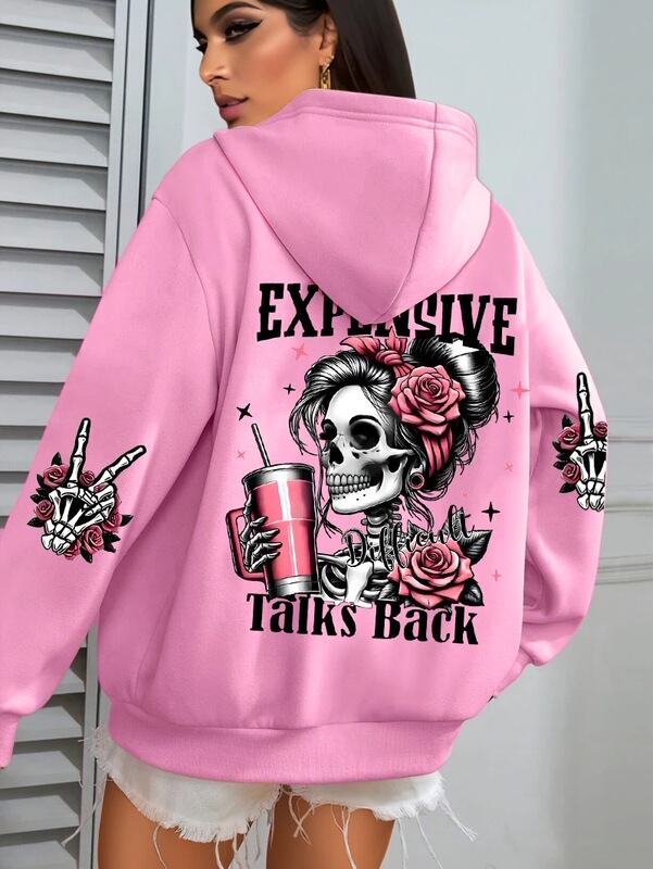 【Cross-Border European Size】Expensive Conversation-Themed Interesting Printed Women's Sweatshirt Loose Multi-Color Pullover Sweater