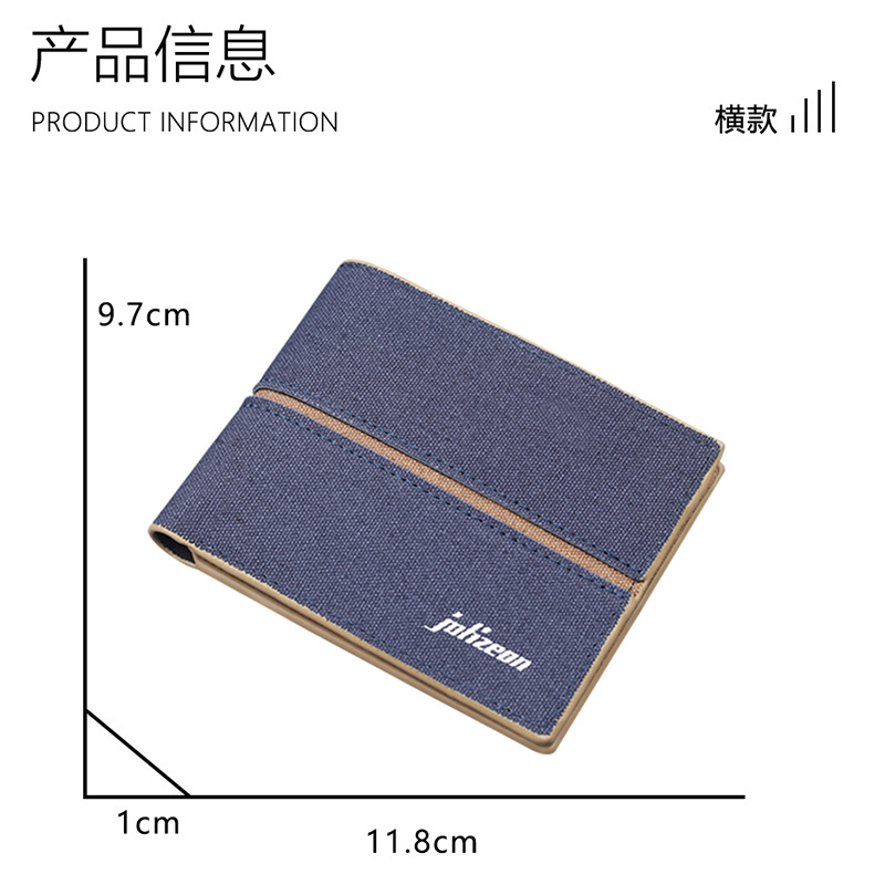 Canvas cartera de hombre bolsa de tarjetas de hombre bolsa de tela suave cartera de hombre corta fábrica de cartera de hombre denim spot