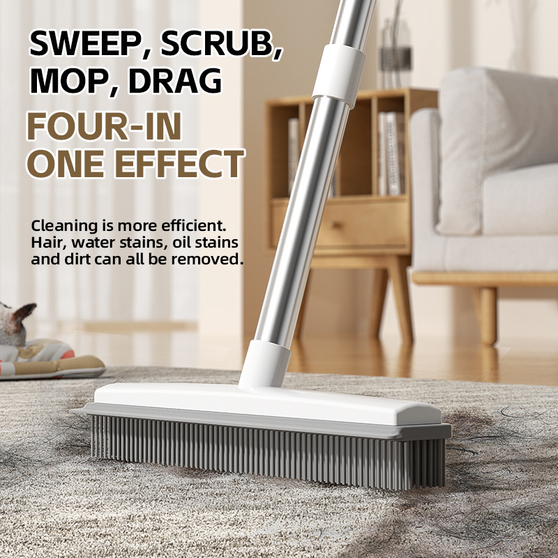 Pet Broom Stainless Steel Silicone Floor Brush Water Scraper Animal Hair Brush Long Handle Magic Carpet Brush Artifact Pet Broom Stainless Steel Silicone Floor Brush Water Scraper Animal Hair Brush Long Handle Magic Carpet Brush Artifact