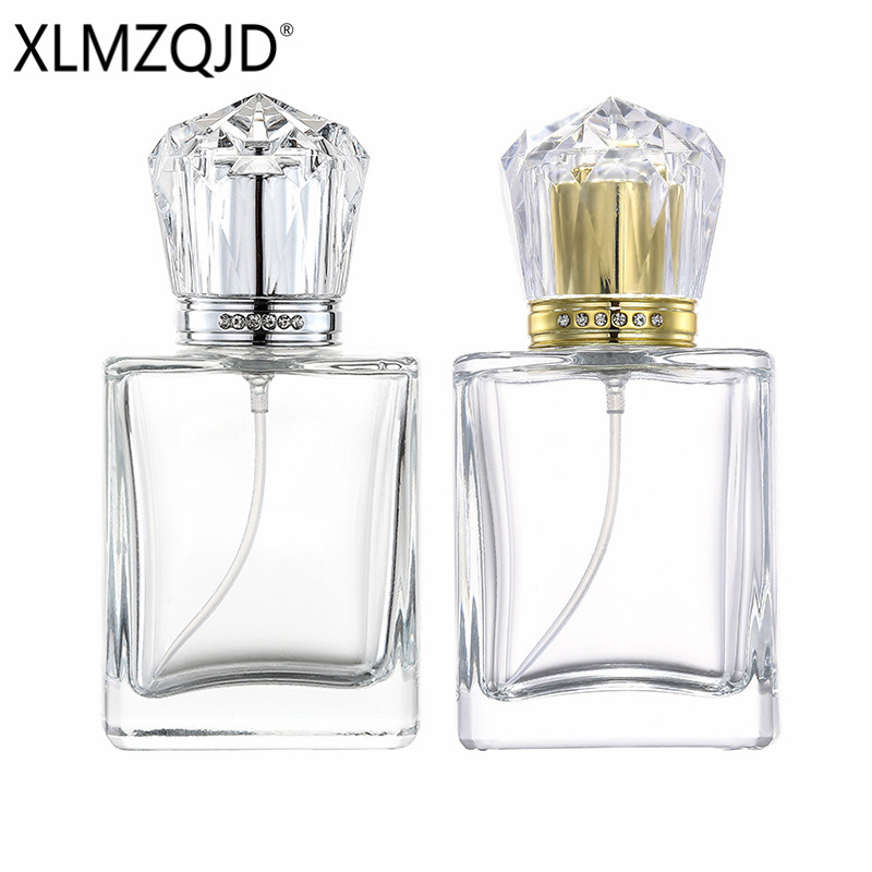 现货 B037-50ml 皇冠镶钻透明玻璃香水瓶/分装瓶/喷雾瓶/按压空瓶