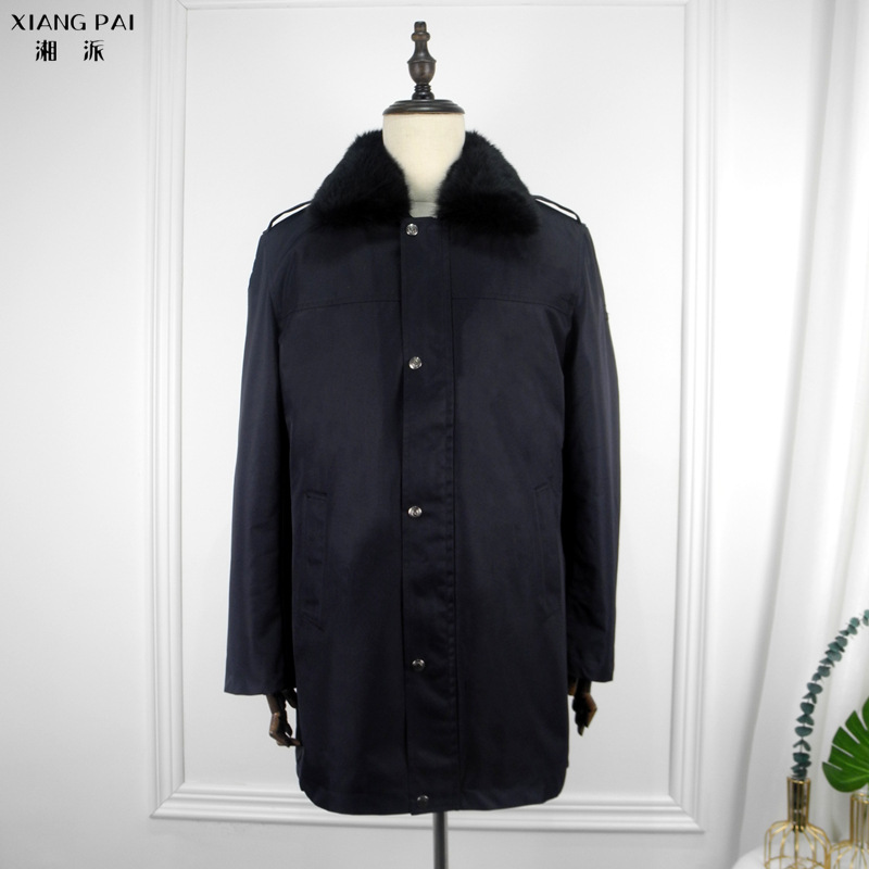 男女防寒服中长款棉大衣 藏青色拆卸内胆毛领羽绒工作服团订现货