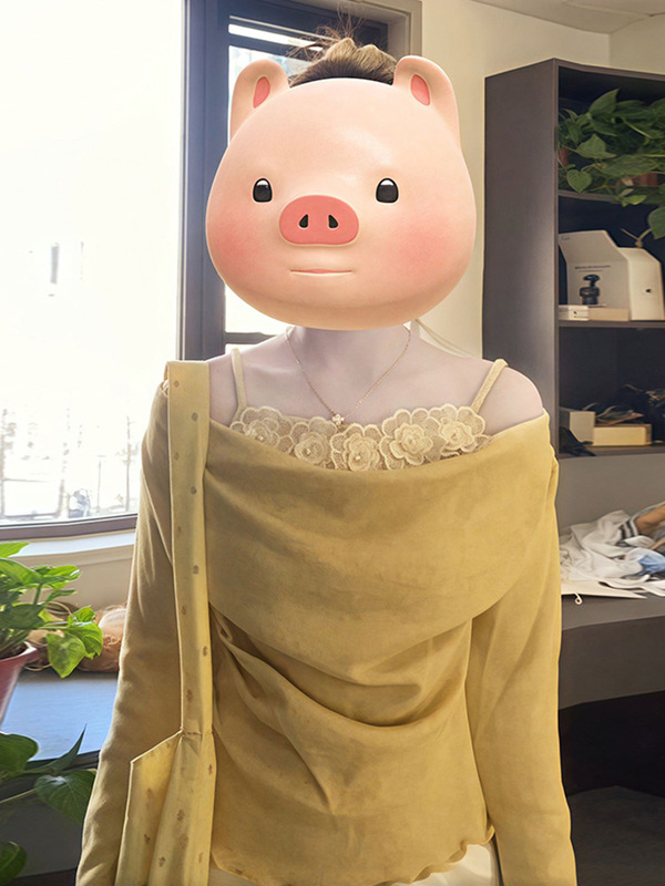 立体黄色花朵假两件荡领长袖T恤女春季2025新款设计感纯欲风上衣|undefined