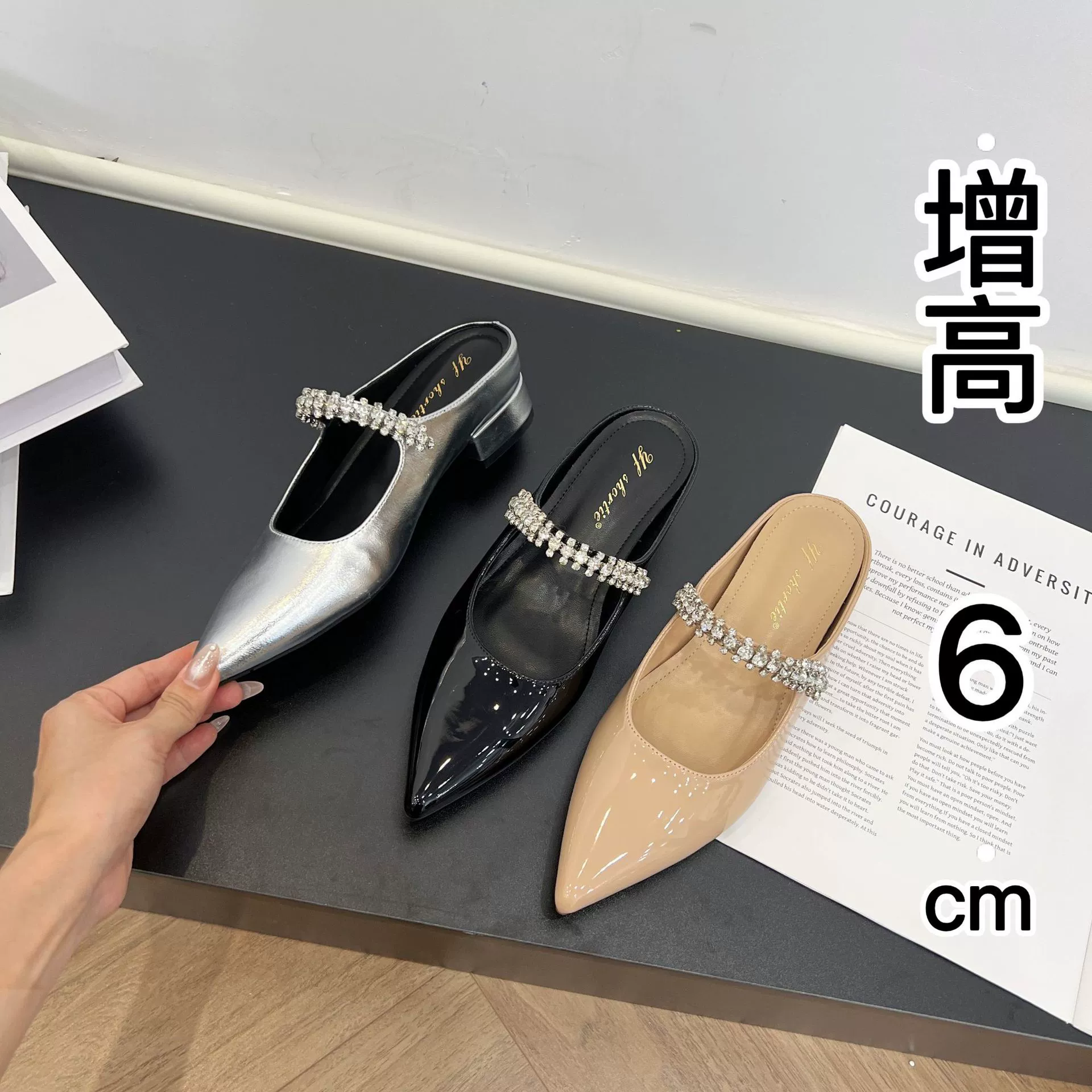 Женские туфли, увеличивающие рост, однорядные ремешки со стразами во французском стиле, толстые каблуки, тапочки Мэри Джейн, летняя верхняя обувь с юбками.