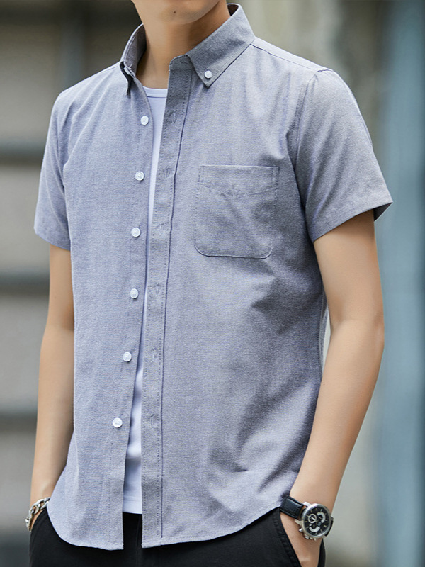 Camisas para hombre para primavera y verano, modernas y versátiles, estilo coreano de alta gama, corte ajustado, camisas informales, para ir al trabajo, transpirables para personas jóvenes y de mediana edad