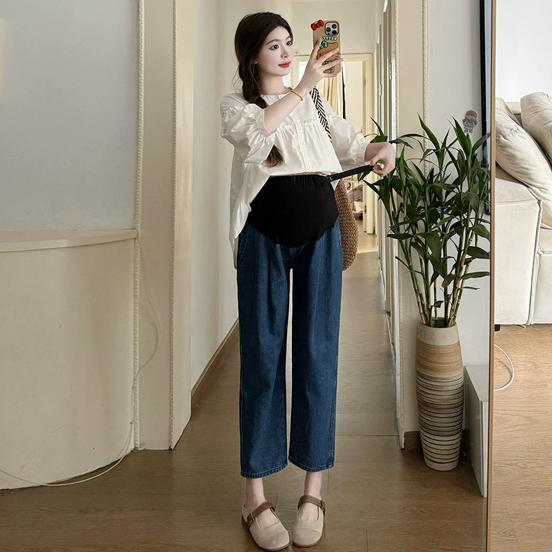 Сет летний милый для будущих мам: oversize футболка для кормления грудью и джинсы, корейский стиль от . Идеально для мам!