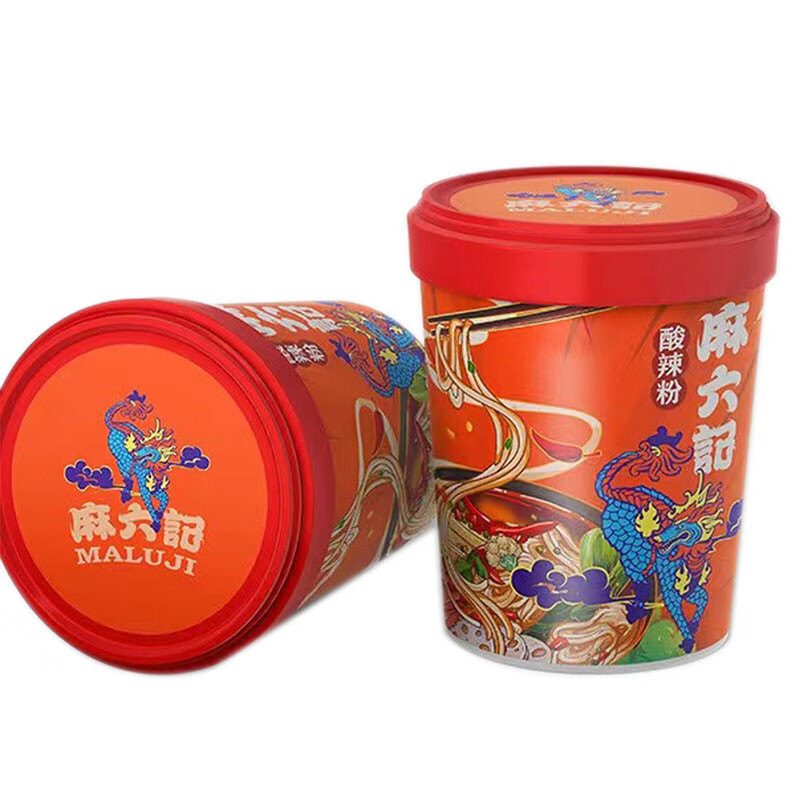 Ma Liu Ji Hot and Sour Glass Noodles with Sweet Potato Starch, 24 Buckets in a Box, Instant Noodle Wet Glass Noodles Hot and Sour Glass Noodles