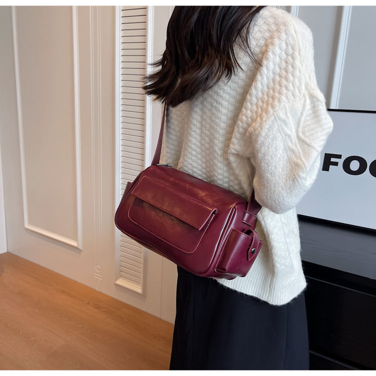 Borsa a tracolla versatile per donna 2023 autunno e inverno nuova borsa a tracolla retrò moda trendy texture di nicchia piccola borsa quadrata_voghion.com