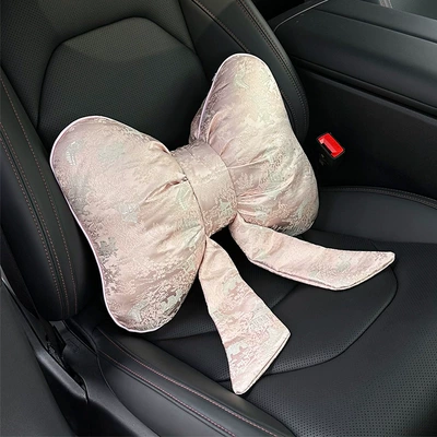Car Decorative Pillow with Bow and – Waist support - imitation-song-brocade-bow-ribbon-waist-cushion-in-pink