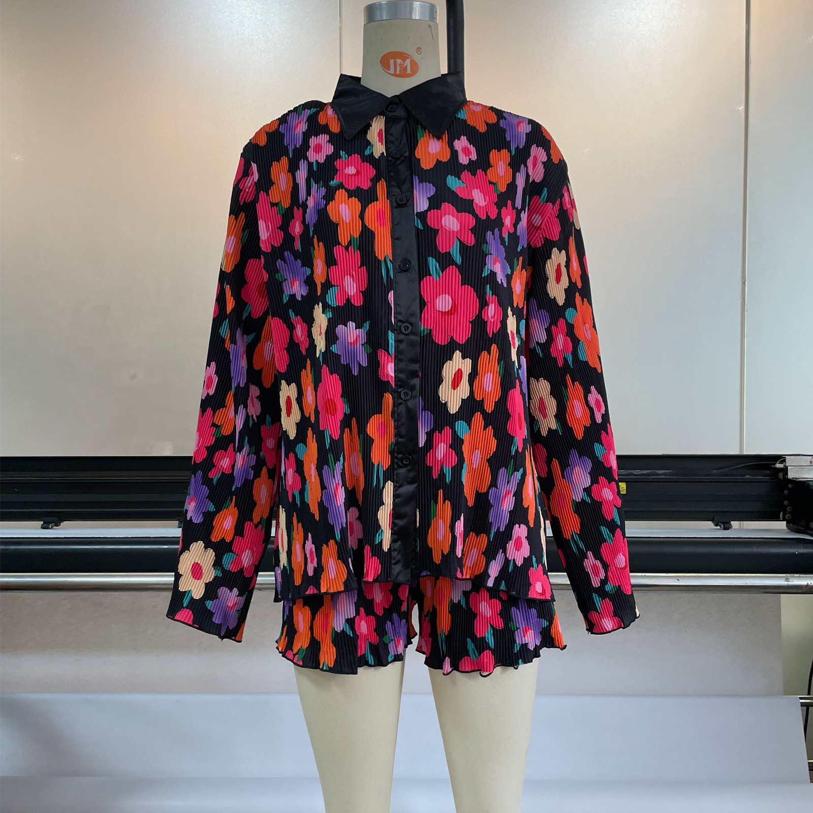 Naisten yksivärinen rento housupuku_voghion.com