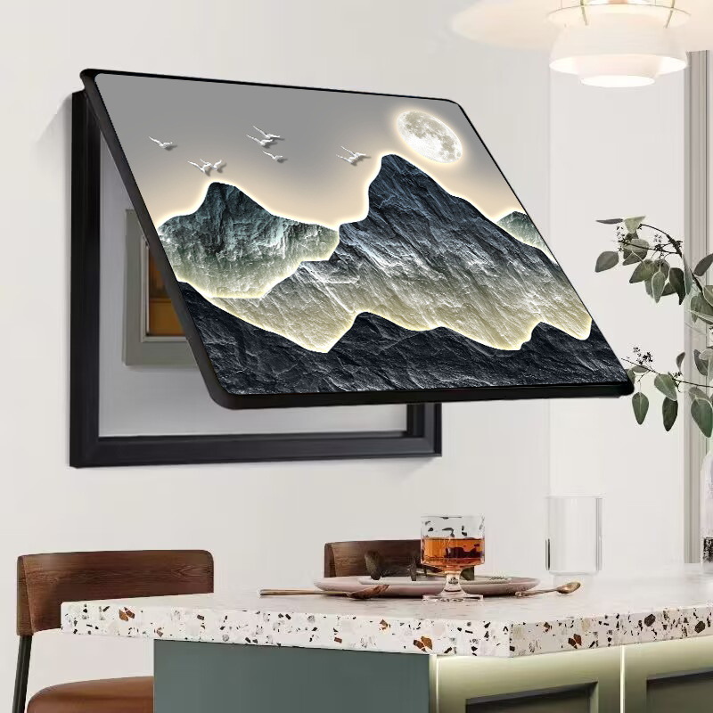 Caja de medidor, pintura decorativa, oclusión, caja de interruptor sin agujeros, caja de distribución, sala de estar, comedor, pintura de porcelana de cristal, simplicidad moderna, lujo ligero