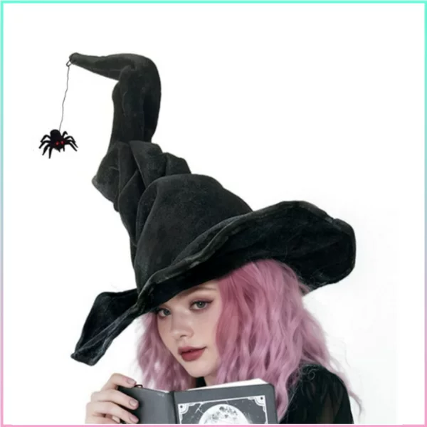 Halloween Spider Twisted Magic Hat Spider Pendant Witch Hat COS Dress Up D Lolita Diablo Style Pointed Hat
