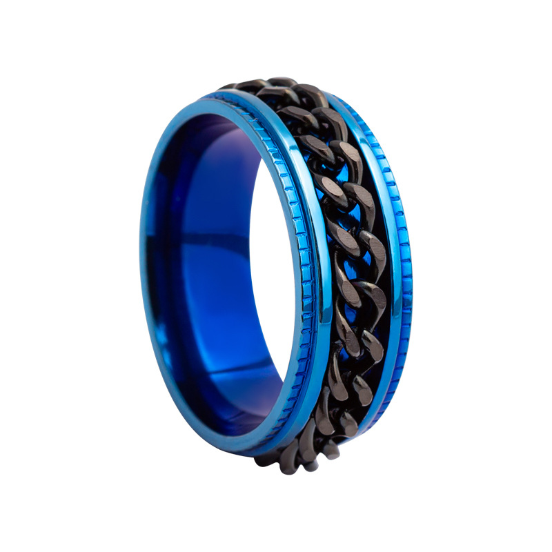 Heißer Verkauf Schmuck Herren Kette Drehen Edelstahl Dekompression Ring Standard-US-Größe Optional Multi-Color Matching_voghion.com