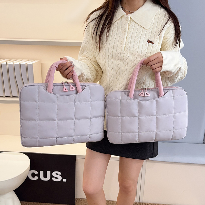 2026 nuevo 14 pulgadas casuales lindas bolsas de computadora de mano gruesa bolsas de computadora portátil de gran capacidad para mujeres