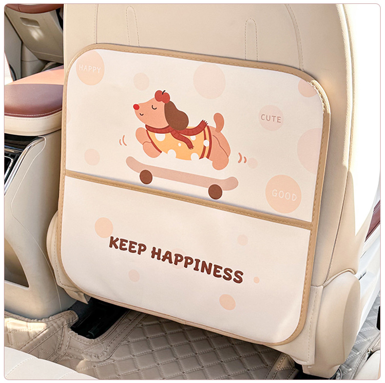 Creative cartoon car rear seat anti-kick pad cute puppy anti-dirty wear-resistant storage protection pad car seat back anti-kick pad