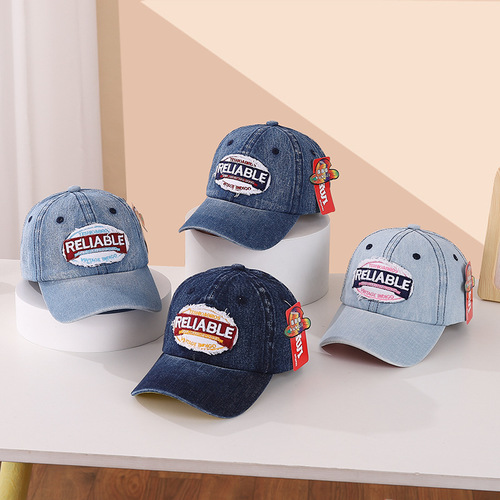 Kids' Denim Baseball Cap | Autumn New Arrival Sun-Protective Visor Hat for Outdoor Adventures | Boys' Hat | Export Quality G548