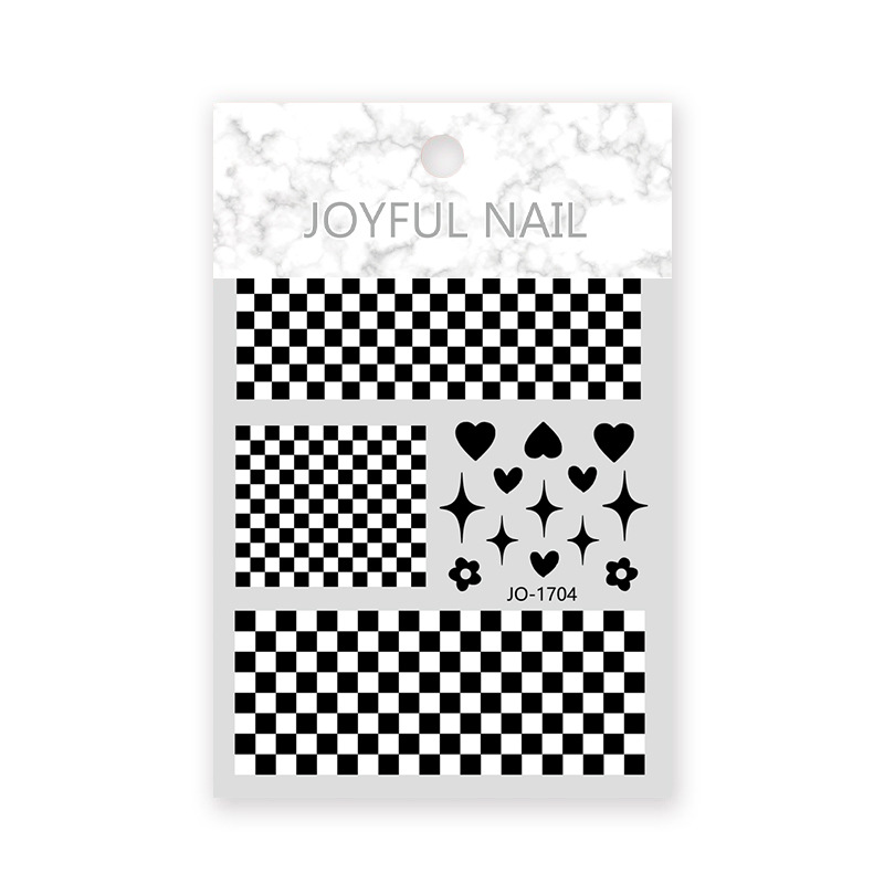 Celebridad de Internet nuevo tablero de cuadrícula pegatinas de uñas clásico Plaid serie pegatinas de uñas Klein azul amor pegatinas